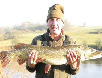What's being caught here - Dec 2016 -  19lb 4oz pike at Coomby's Farm down from Borle Brook. She took a ledgered whole mackerel. Nick Lowe.